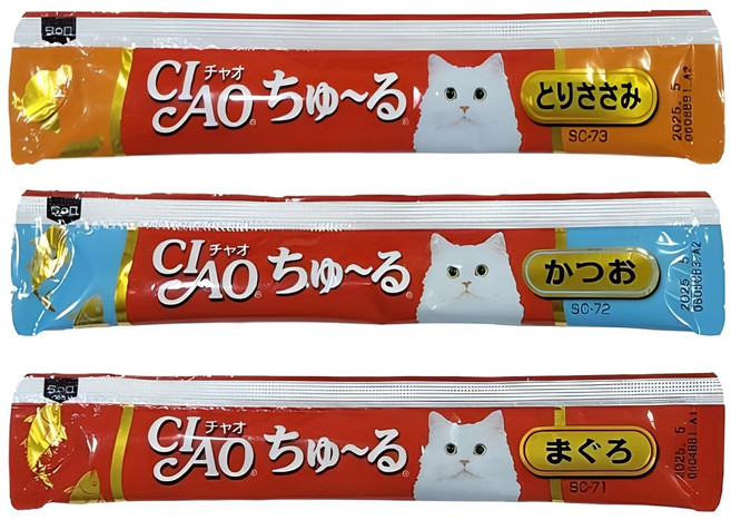 일본 반려묘 식품 이나바 챠오츄르 고양이 간식 3가지맛 x 3세트 총27포