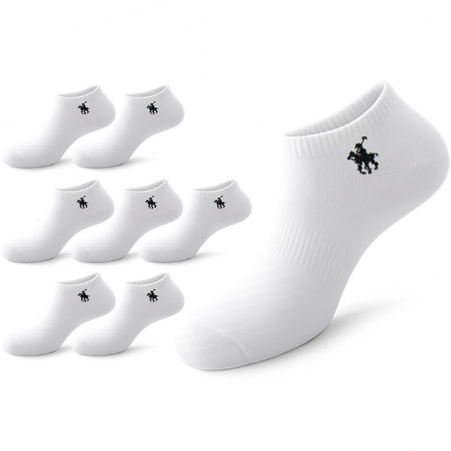 마상격구 남성 국산 스니커즈 발목 양말, 8개, 화이트