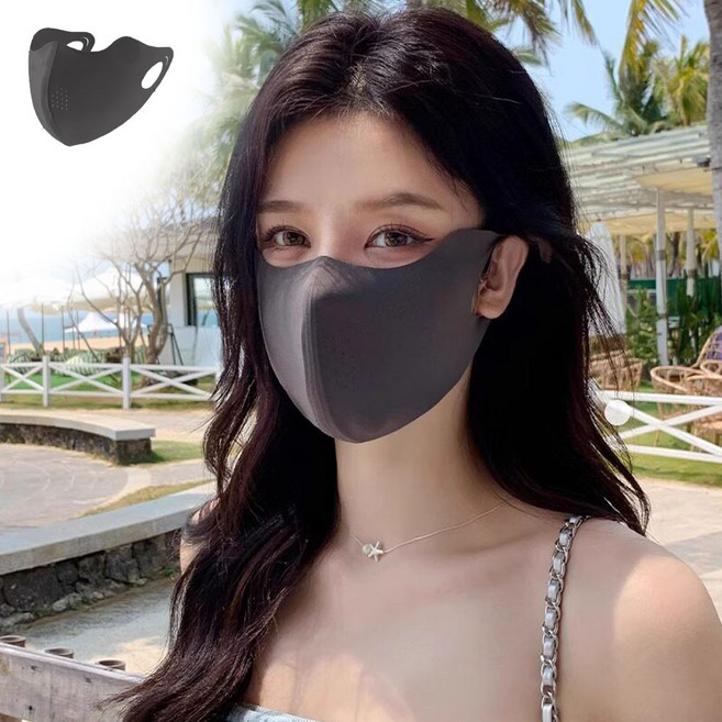 UV 쿨링 스포츠 마스크 숨쉬기 편한 얼굴 목 보호, 블랙, 1개