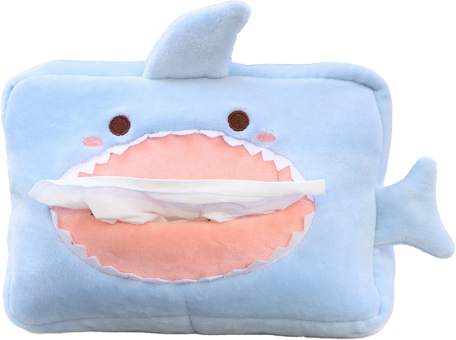 로앤제이 동물 3종 차량용 티슈 차량 휴지 걸이 케이스 휴지통 돼지, 상어, 1개, 상어