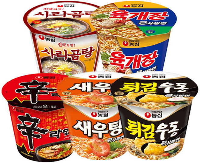 농심 큰사발 16개입(신라면 4+새우탕4+튀김우동4+사리곰탕2+육개장2), 16개