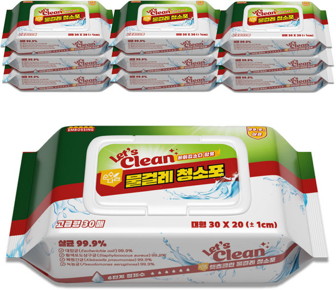 렛츠클린 물걸레 청소포 대형 고급형, 10개