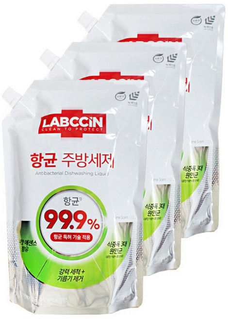 애경 랩신 키친케어 항균 주방세제 라임향 1.2L 3개 설거지