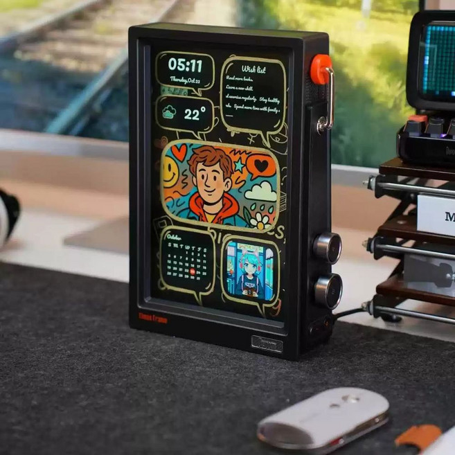 Divoom 액자프레임 TimesFrame DIY 디지털 액자, C. 시간 투명 정지 사진 프레임 검정색의 경계를 클릭, C. 시간 투명 정지 사진 프레임 검정색의 경계를 클릭