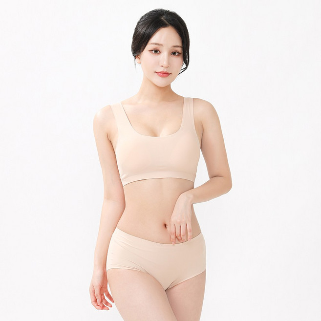 [고아라] 쿨 무봉제 노와이어 브라탑 팬티 세트 (GB5491S)