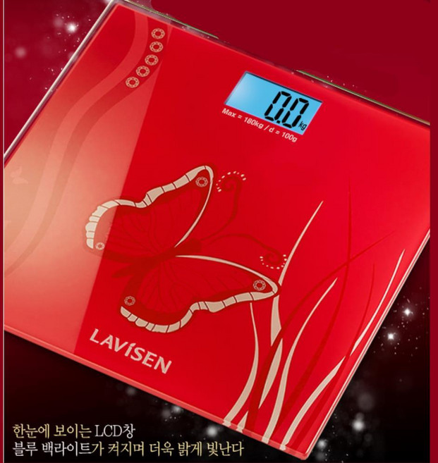 몸매관리용 보기편한 리튬건전지 몸무게측정기 Red / 가정용, 1개