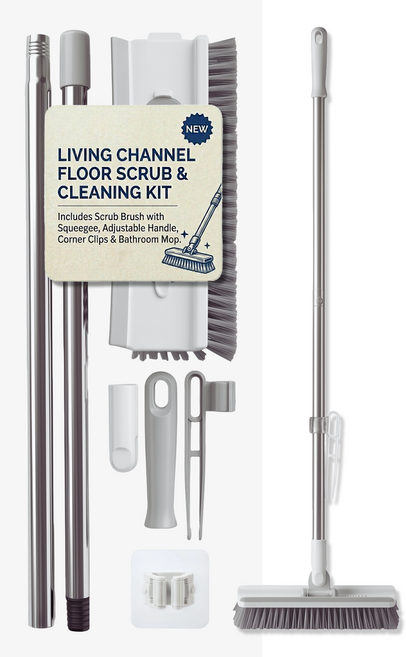 리빙채널 5in1 v자 바닥 화장실 청소솔, 화이트, 1개