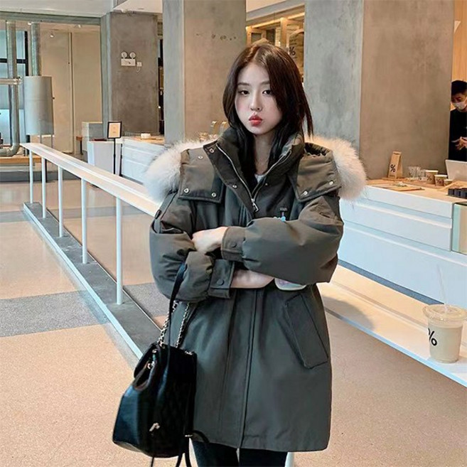 레티고 여성 퍼 후드 사파리 패딩 점퍼 자켓