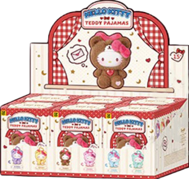 TOP TOY Hello Kitty 泰迪睡衣系列毛絨盲盒, 1個, 一中盒(請下標6次)