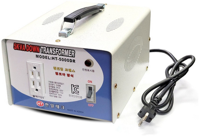 한일테크 고효율 링코어방식 5K 다운 업 강압 승압 트랜스 국산변압기 KC인증 가정용변압기, 링코어 5K 다운-해외제품 국내사용, 1개