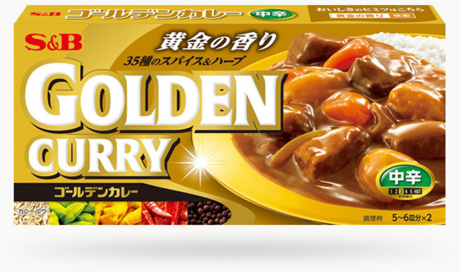 SB 에스비 골든카레 중간 매운맛 198g 일본 내수용 고형 카레 재료, 1개