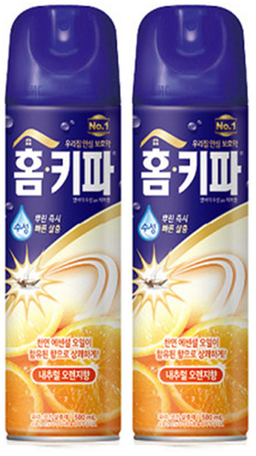 홈키파 수성 오렌지향 에어졸 500ml x 2개, 1세트