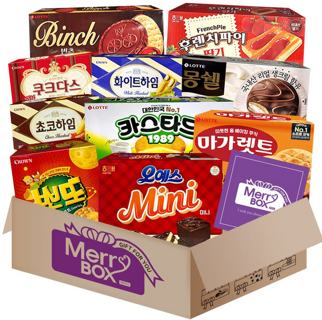 탕비실 세트 3호(몽쉘+오예스+후렌치파이딸기+마가레트+카스타드+초코하임+화이트하임+쿠크다스+빈츠+뽀또)+메세지카드, 1세트, 과자