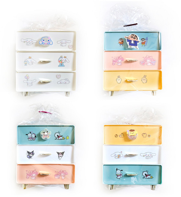 사각미니서랍 3단 수납함 커스텀 꾸미기 정리함 산리오, 헬로키티