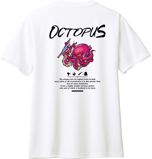 [피싱웨어]빨간 문어낚시 티셔츠 VER3 에깅 루어 기능성 낚시티셔츠 빅사이즈가능, 반팔라운드쿨티셔츠, 3L(110), 화이트