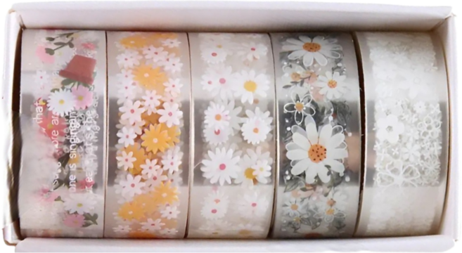 5롤 세트 투명 마스킹 테이프 스티커, 1세트, S2014 데이지