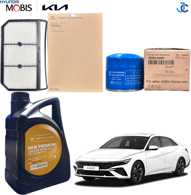 현대 더뉴 아반떼 CN7 순정 엔진오일세트, 1세트, 하이브리드 4L 0W20