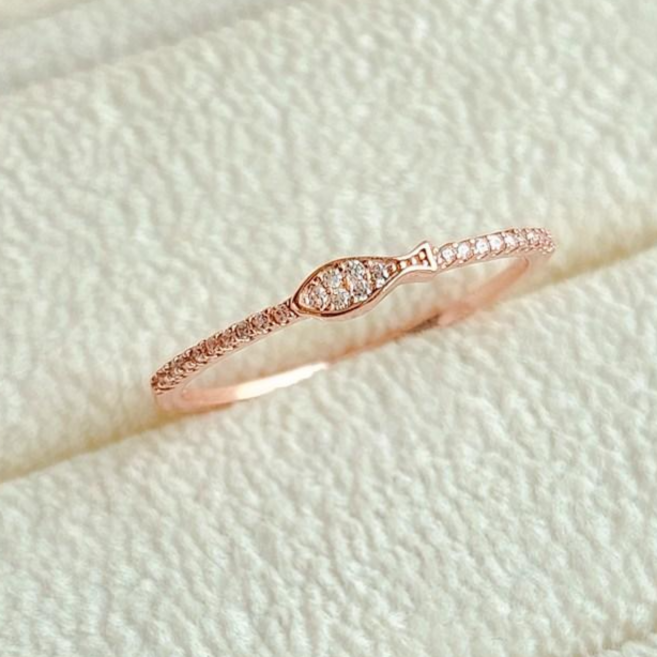 미올 925 실버 물고기반지 가드링 큐빅 하프 실버링 23호반지