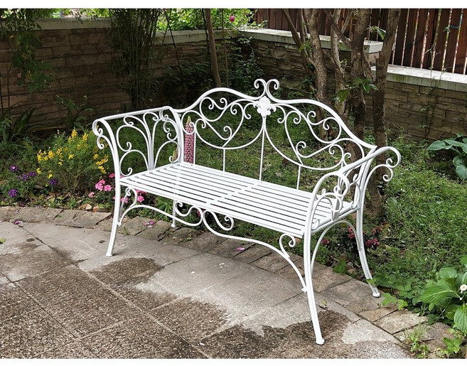 빈티지 발코니 공원 벤치 파크 의자 유럽풍 강한 소파베드 실내및실외 레저 커피 테이블, 1 하얀색