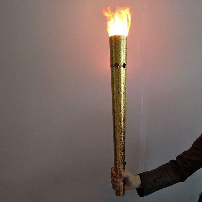 성화봉 가짜 횃불 성화 모닥불 출제 모형 행사 인테리어, 1개, 전자 휴대용 콘형 골드
