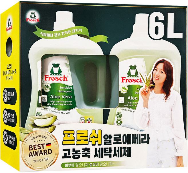 프로쉬 알로에베라 고농축 세탁세제 본품, 3L, 2개