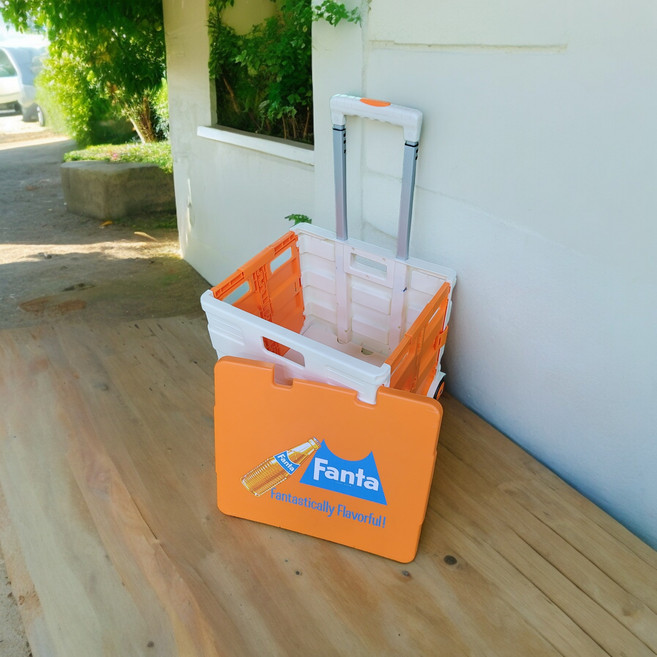 [재고정리 한정수량] 환타 캠핑 접이식 쇼핑 캐리어 핸드 폴딩 카트, 오렌지, 1개