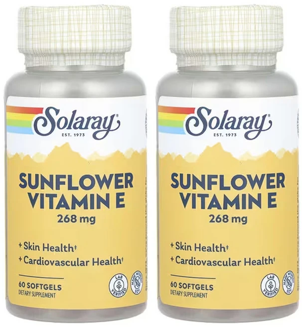 솔라레이 해바라기 비타민E 268mg 60소프트젤, 60정, 2팩 - 쿠팡