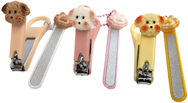 MDC 강아지얼굴 손톱깍이세트 / 네일파일 포함 휴대용 귀여운손톱깍이, 1개, 화이트얼굴세트