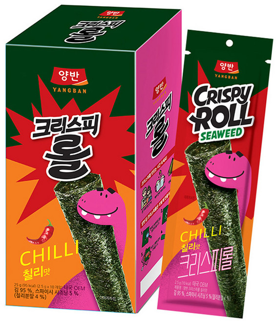 양반 김스낵 크리스피롤 칠리, 25g, 1개