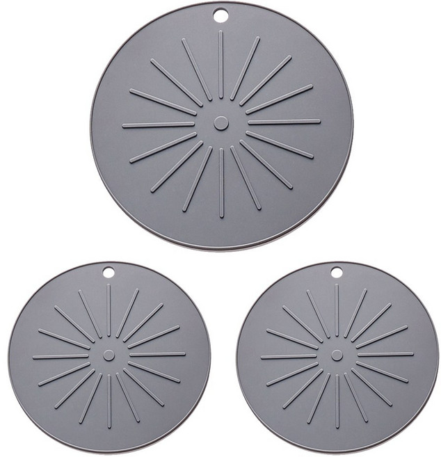 리빙안 실리콘 인덕션 보호 매트 대 1p+소 2p 세트, 딥그레이, 1개