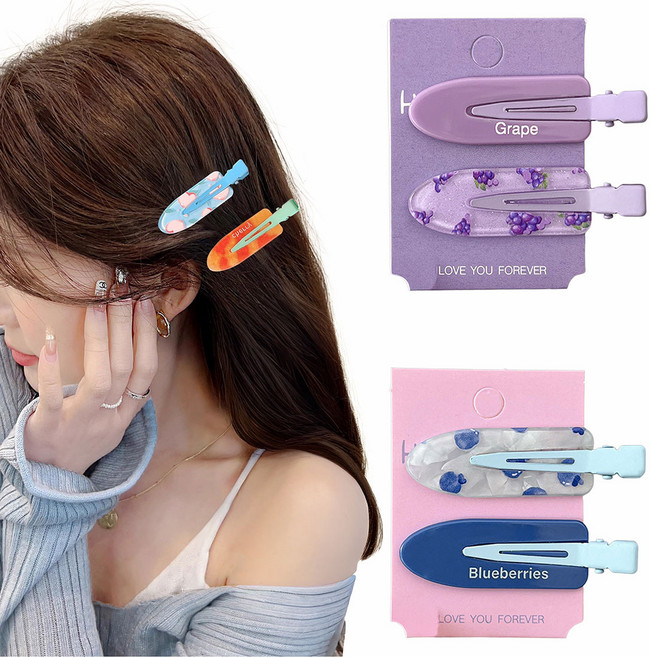 [HANNAL] 과일패턴 자국없는 집게핀4p세트