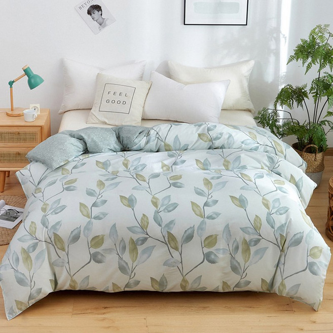 COZYKISS 워싱 순면 이불커버 단품 양면 프린트 침구 S/SS/D/Q/K, 나뭇잎