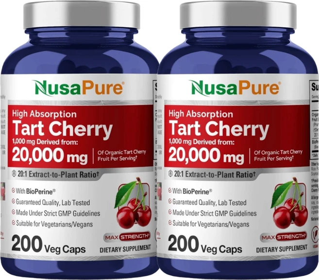 누사퓨어 타트체리 20000mg 200캡슐 2개, 200정 - 쿠팡
