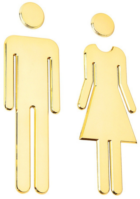 아라홍스 부착형 남녀 화장실 안내문 표지판 걸이, 1개, PVC 골드(스티커형)