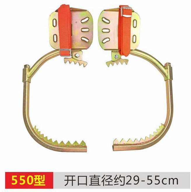 腳釦 爬樹神器 電工木杆腳釦 登杆鐵鞋, 木杆腳釦550型 直徑26-55釐米, 1個