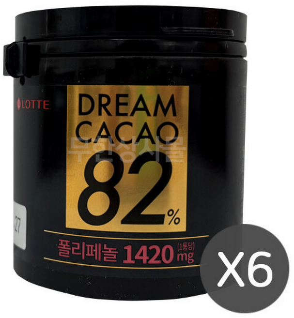 롯데 드림카카오 82% 과자 간식 다크 초코 초콜릿 초코볼 발렌타인데이, 6개, 86g