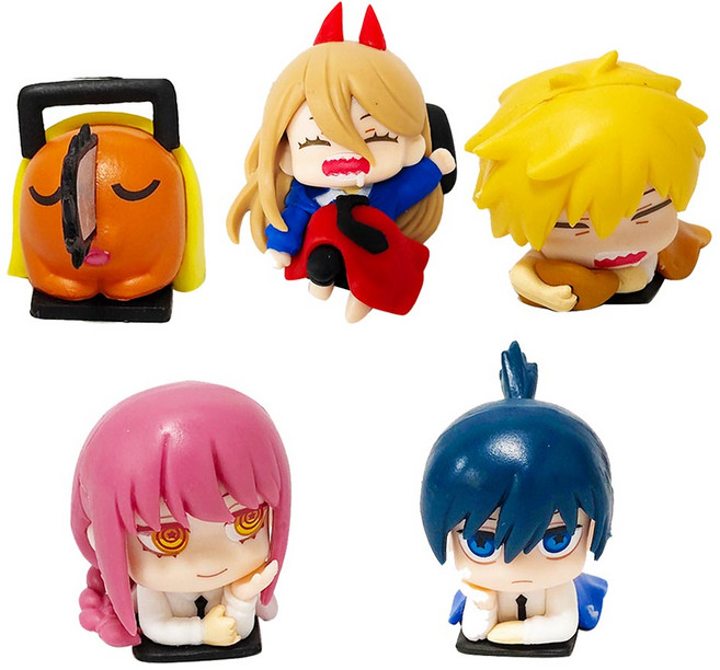 학교 학생 노란 파란 머리 붉은 뿔 머리띠 전기톱 카피바라 캐릭터 5종 피규어 f1119, 5개