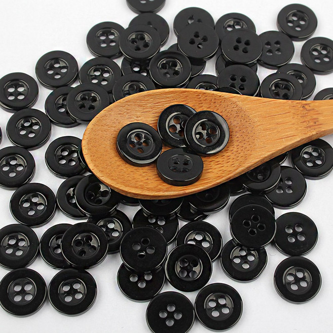 Joeunmall 셔츠단추 기본 남방단추 블라우스단추 11mm, 1봉, 고급셔츠단추-검정(11.5mm-50개)