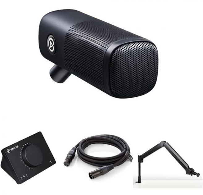 Elgato Wave DX Dynamic XLR 마이크 Cardioid 패턴 노이즈 제거 팟캐스트 스트리밍 방송 신호 부스터 필요 없음 인터페이스에서 작동 Mac PC용, Complete Bundle_Boom Arm
