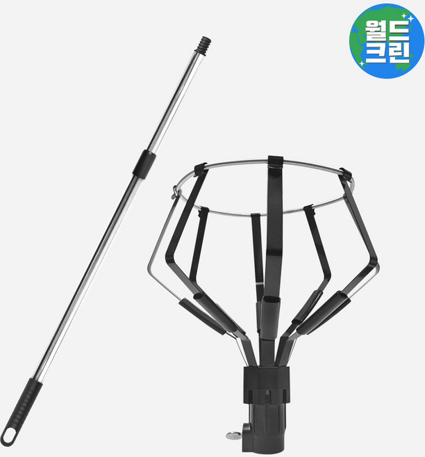 월드크린 홀더락 전구 교체 갈이 특대+2단 스크류 스텐 봉 전등 조명 천장 복층 집게 교체기 장대 막대기, 홀더락전구갈이특대+2단스크류스텐봉, 1세트