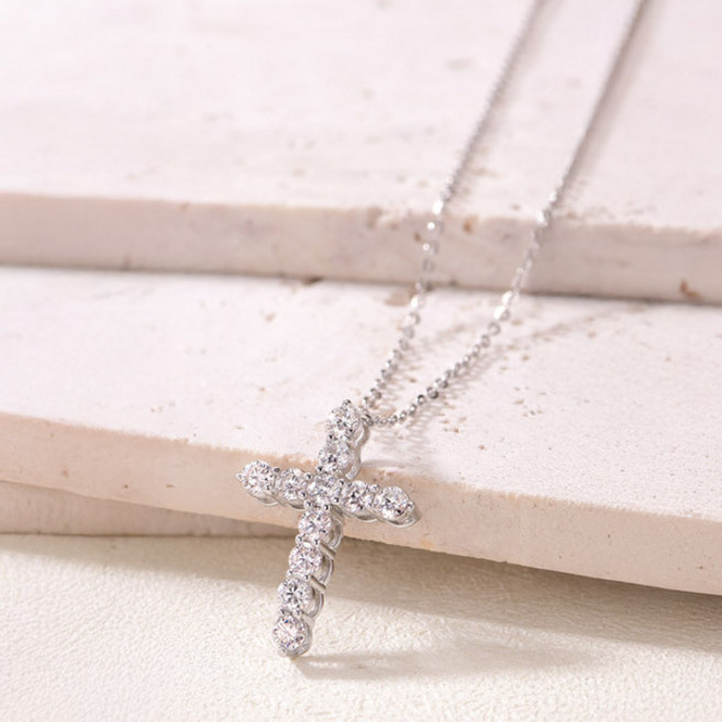 메종드쉬 모이사나이트 목걸이 십자가 1부 BMN014 18kGF 랩다이아 시뮬럿다이아