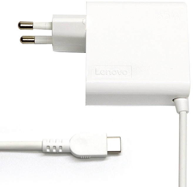 레노버 정품 씽크패드 T14S 노트북 어댑터 일체형충전기 USB-C 65W ADLB65ULG2A, 화이트