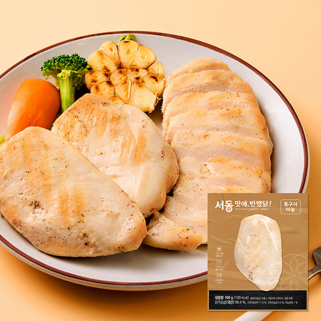 똑똑한식단 맛에반한 통구이마늘맛 닭가슴살 (팩당 100그램내외), 100g, 15개