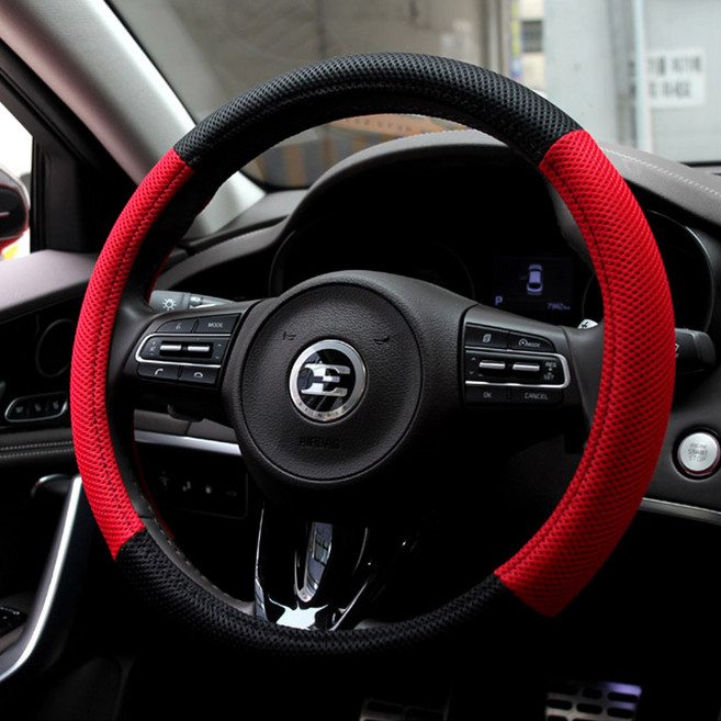 싼타페 MX5 3D 에어메쉬 핸들커버 (원형), 레드블랙