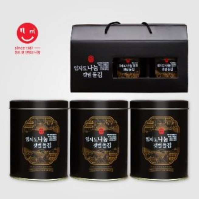 선물용김 임자도나눔갯벌김 6호 50 g (9 절 90 매) X 3 캔 유로통상