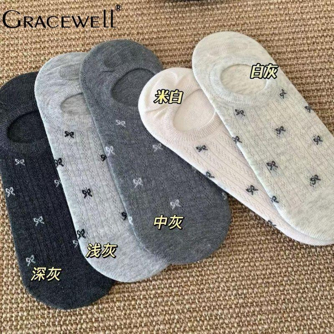 GRACEWELL 蝴蝶結船襪 夏季薄款透氣防滑淺口隱形短襪