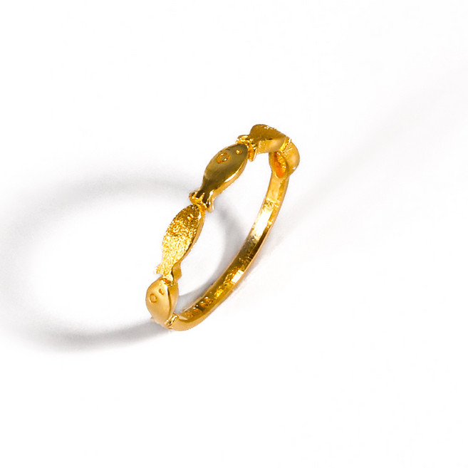 24K 순금 볼 라인 물고기 한마리 반지 1.875g 3.75g 행운 선물 애끼 손가락