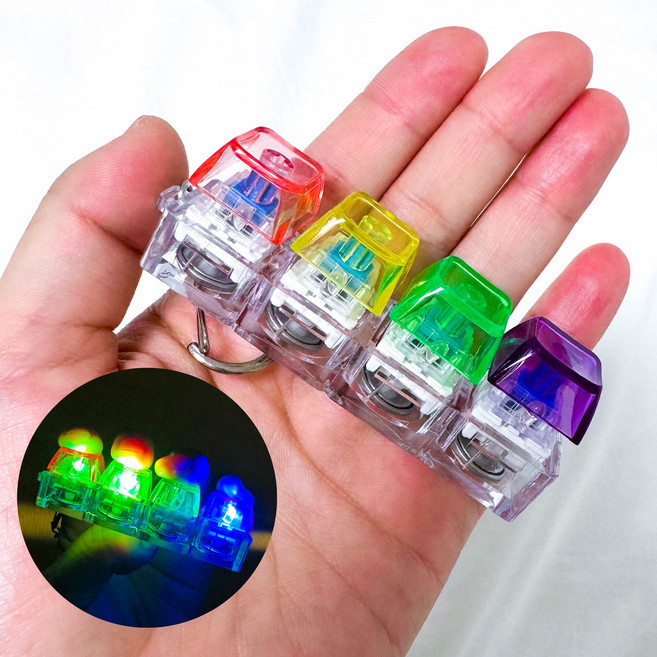 LED 투명 키캡 모양 키링 열쇠고리 4구 스트레스해소 K0406, 1개, LED4구