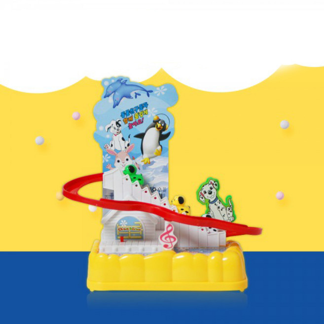 동물 친구들 트랙 레일 기차 놀이 미끄럼틀 멜로디 장난감, 1개