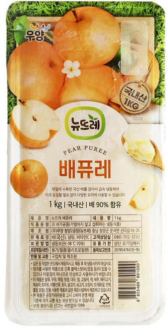 뉴뜨레 냉동 배 퓨레 국내산, 1개, 1kg